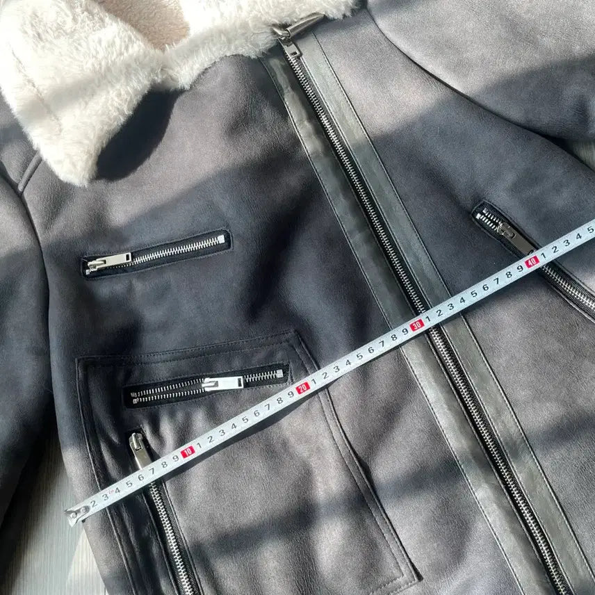 [BUNJANG] Gray Mouton Jacket / 그레이 무스탕 자켓