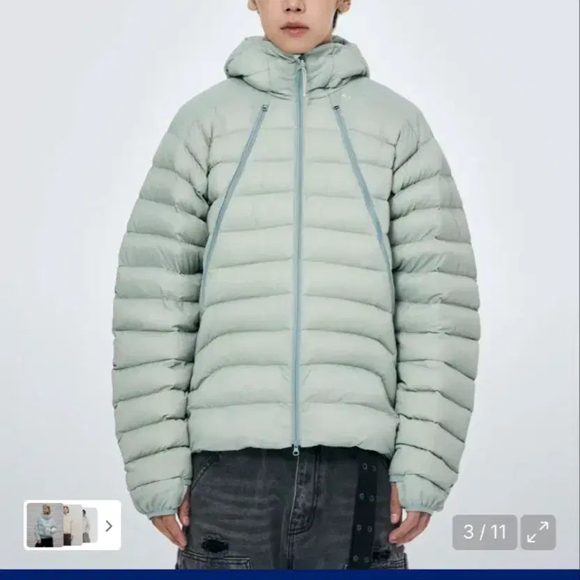 [BUNJANG] Skeezm Caterpie Lightweight Padded Jacket (Green, M) / 스키즘 인듀싱 Caterpie 경량패딩 그린 M