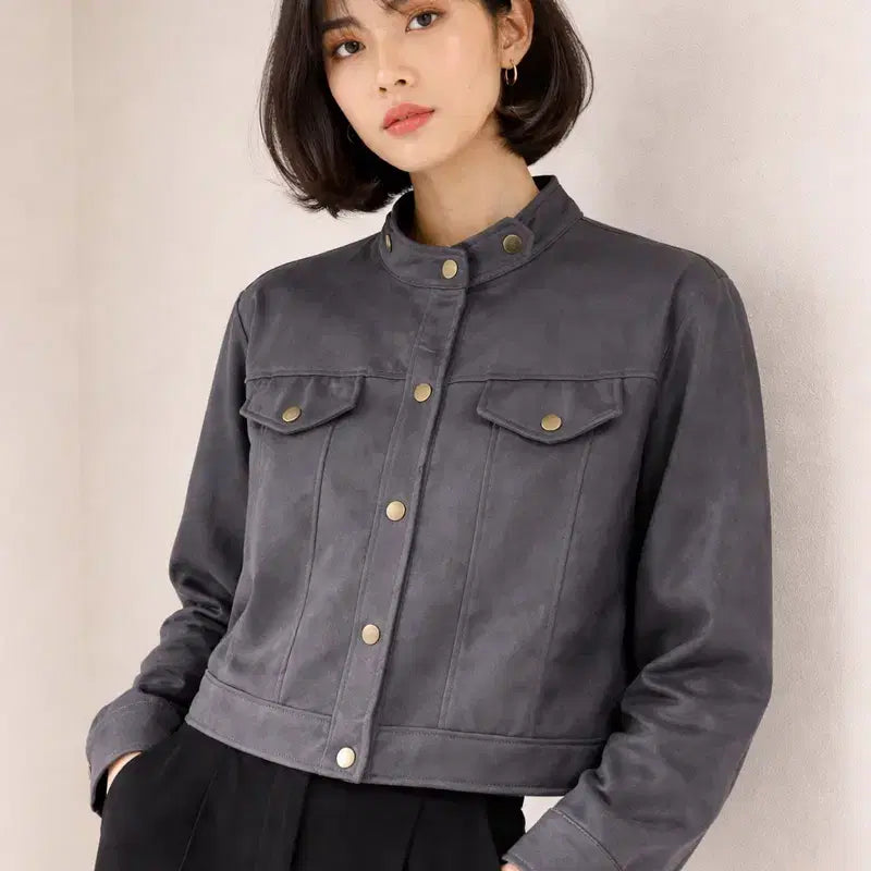 [BUNJANG] Gray Suede Jacket - Women&