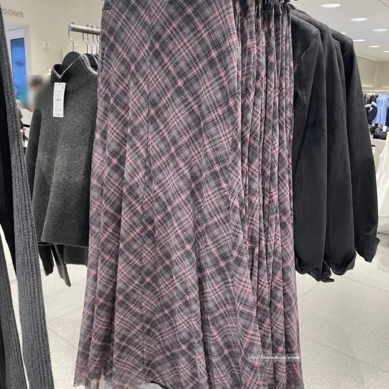 [BUNJANG] ZARA Check Pattern Long Skirt / 자라 체크 패턴 롱 스커트