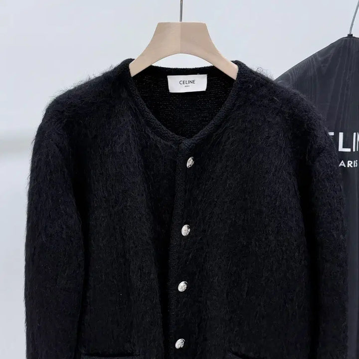 [BUNJANG] Celine Brushed Mohair Cardigan Black / [S+급/M] 24SS 셀린느 브러쉬드 모헤어 가디건 블랙