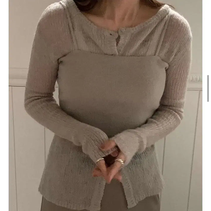 [BUNJANG] V-neck Knit Vest and Cardigan Set / 니트 뷔스티에 가디건 세트