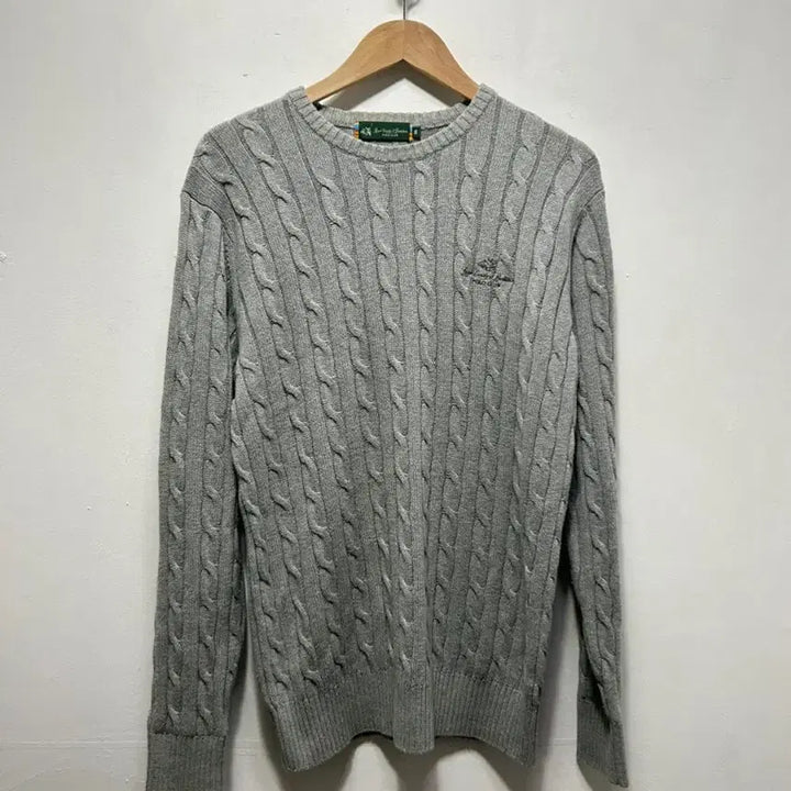 [BUNJANG] Polo Club Cable Knit Sweater Grey M / 폴로클럽 케이블 니트 스웨터 회색 M