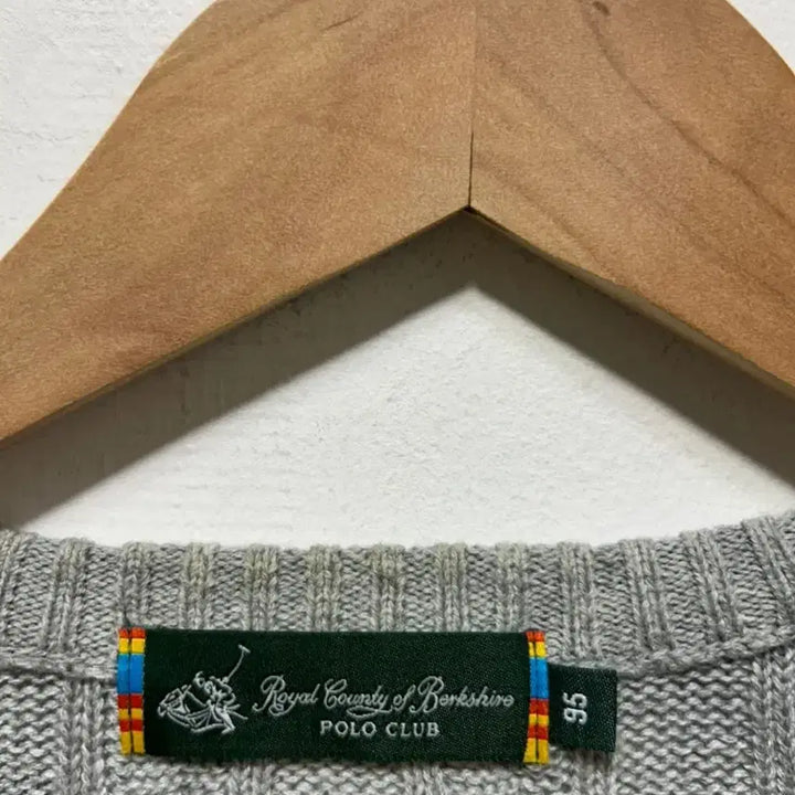 [BUNJANG] Polo Club Cable Knit Sweater Grey M / 폴로클럽 케이블 니트 스웨터 회색 M