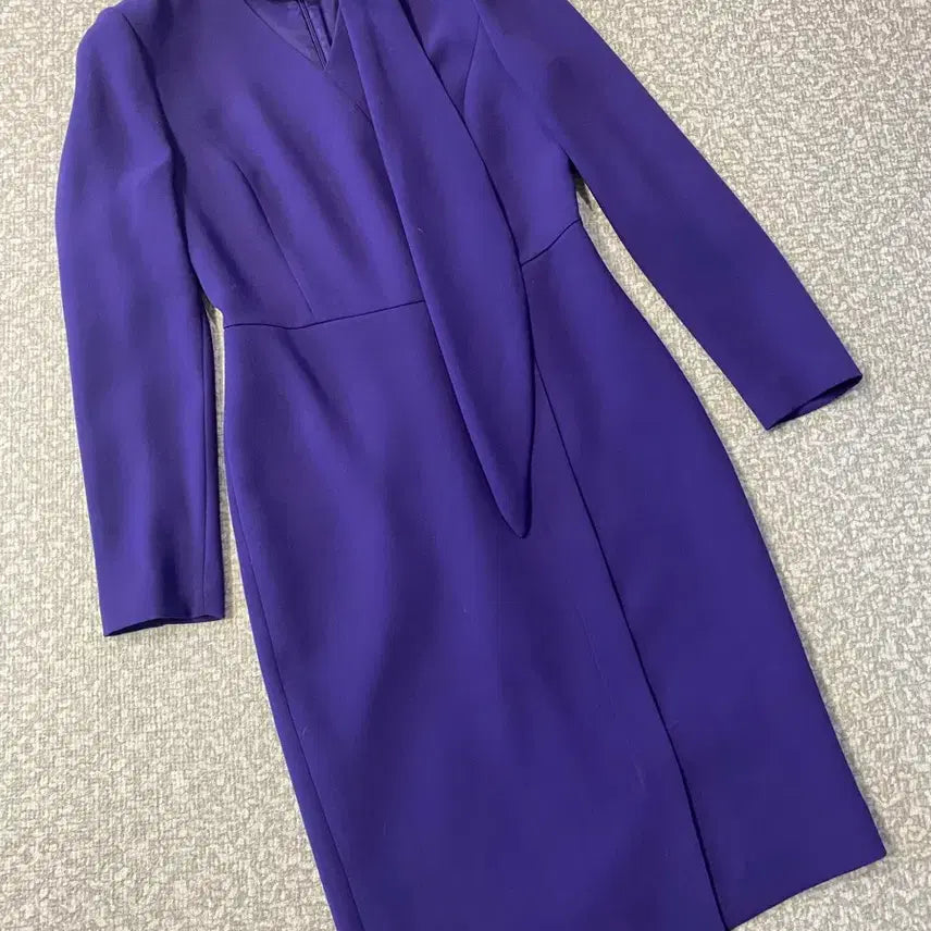 [BUNJANG] MojoSphin Silk Scarf Midi Dress / 모조에스핀 실크 스카프 원피스 미디 울100 보라 퍼플 리본 타이