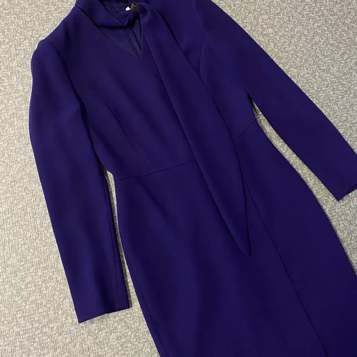 [BUNJANG] MojoSphin Silk Scarf Midi Dress / 모조에스핀 실크 스카프 원피스 미디 울100 보라 퍼플 리본 타이