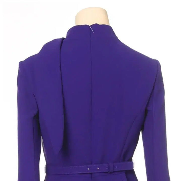 [BUNJANG] MojoSphin Silk Scarf Midi Dress / 모조에스핀 실크 스카프 원피스 미디 울100 보라 퍼플 리본 타이