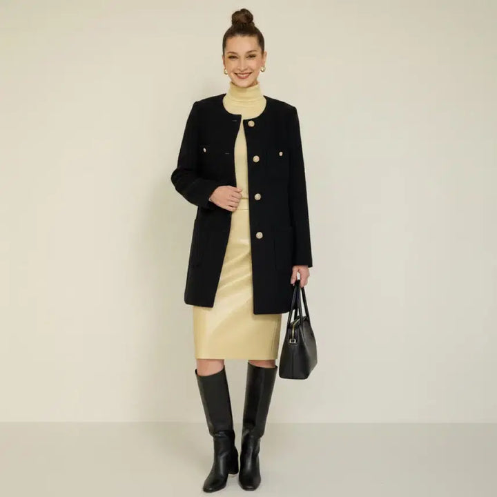 [SOLD OUT] [새상품급]*드뎌꺼낸*봄09*미쏘 블랙 트위드 노카라 반코트