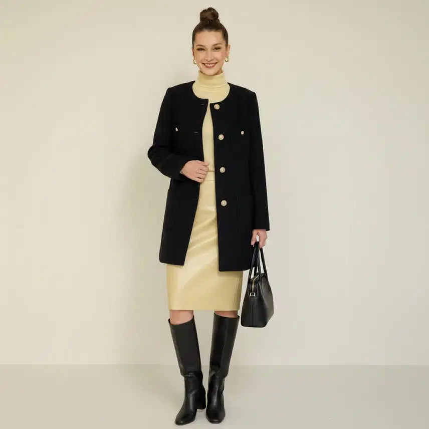 [SOLD OUT] [새상품급]*드뎌꺼낸*봄09*미쏘 블랙 트위드 노카라 반코트