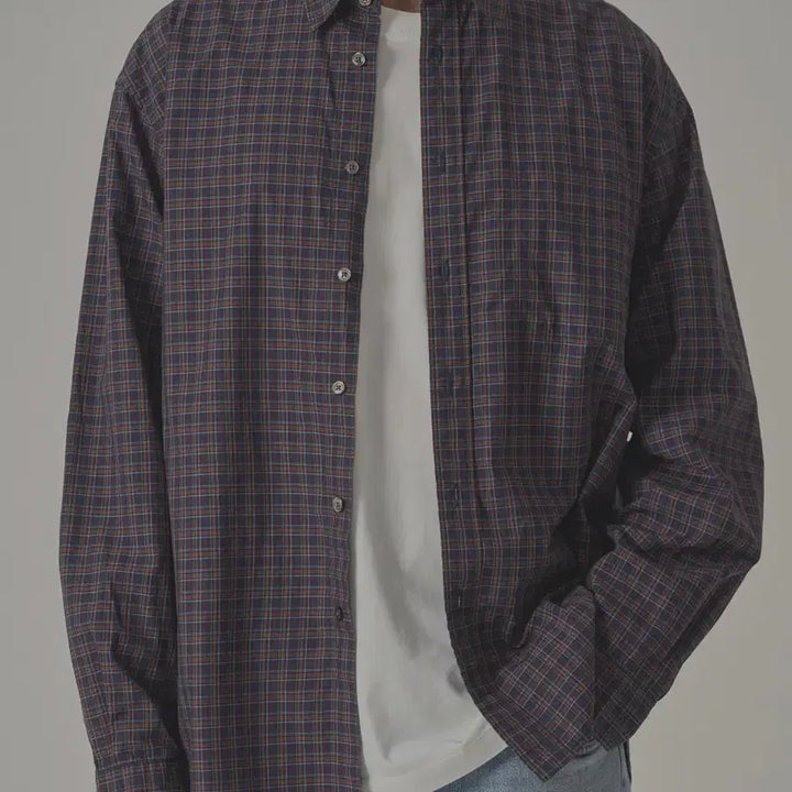 [BUNJANG] In the Low Plaid Check Shirt Navy (Size 3) / (새상품) 인더로우 플레이드 체크셔츠 네이비 3사이즈