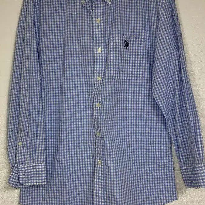 [BUNJANG] US Polo Assn. Blue Check Long Sleeve Shirt / US폴로 어슨 블루 체크 긴팔 셔츠