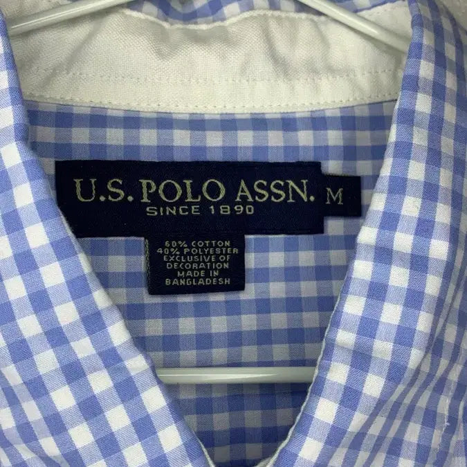 [BUNJANG] US Polo Assn. Blue Check Long Sleeve Shirt / US폴로 어슨 블루 체크 긴팔 셔츠