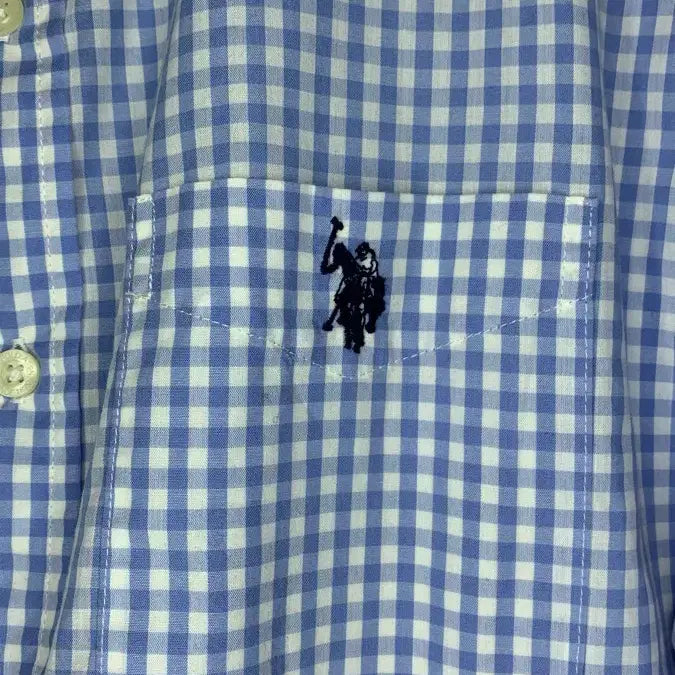 [BUNJANG] US Polo Assn. Blue Check Long Sleeve Shirt / US폴로 어슨 블루 체크 긴팔 셔츠