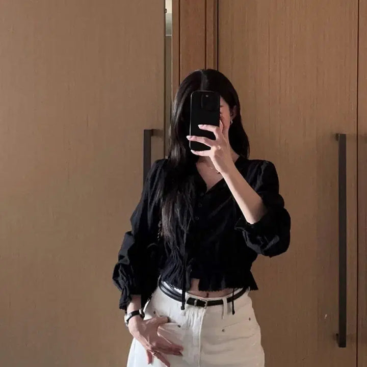 [BUNJANG] Joomienne Rosely Crop Blouse / 주미엔느 로즐리 크롭블라우스