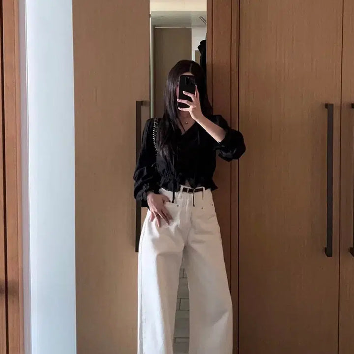 [BUNJANG] Joomienne Rosely Crop Blouse / 주미엔느 로즐리 크롭블라우스