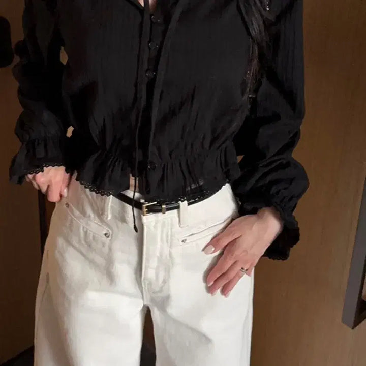 [BUNJANG] Joomienne Rosely Crop Blouse / 주미엔느 로즐리 크롭블라우스