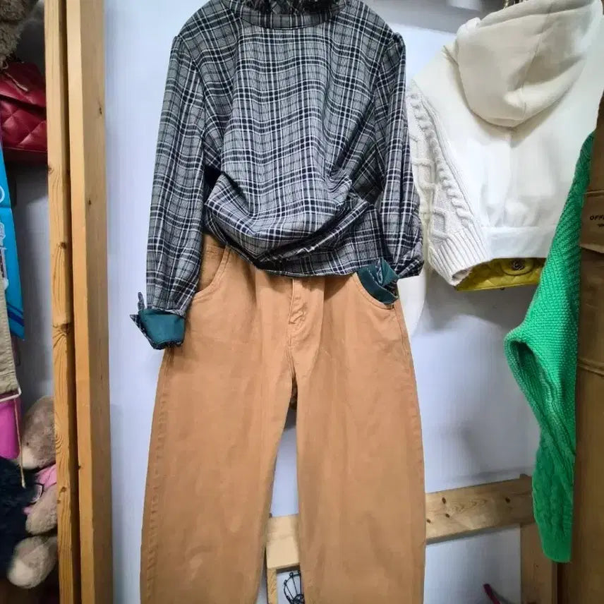 [BUNJANG] Mine Frill Check Blouse / 마인 프릴 체크 블라우스