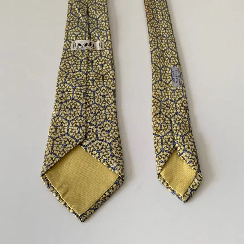 [BUNJANG] Hermes Yellow Pattern Tie / 에르메스 넥타이 옐로우 패턴