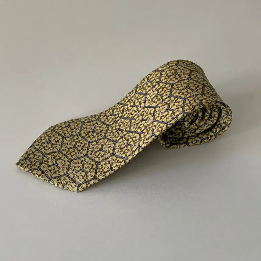 [BUNJANG] Hermes Yellow Pattern Tie / 에르메스 넥타이 옐로우 패턴