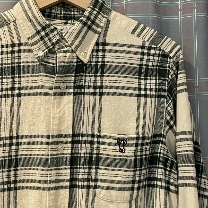 [BUNJANG] Coen Checkered Shirt Ivory Green / Coen 체크셔츠 아이보리그린