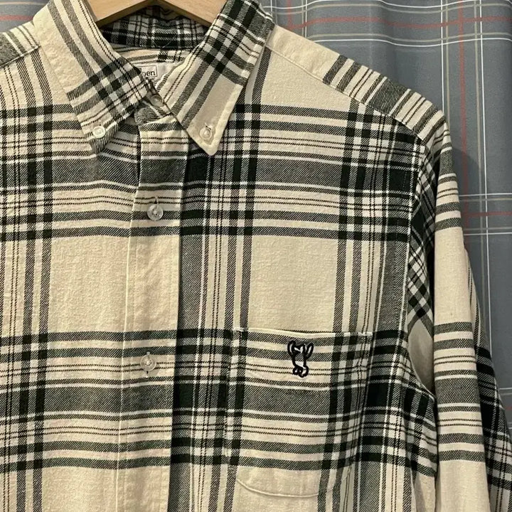 [BUNJANG] Coen Checkered Shirt Ivory Green / Coen 체크셔츠 아이보리그린