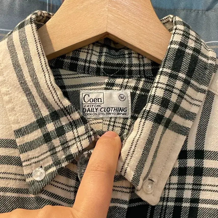 [BUNJANG] Coen Checkered Shirt Ivory Green / Coen 체크셔츠 아이보리그린