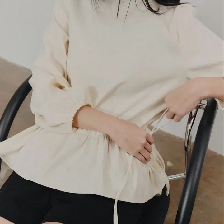 [BUNJANG] Vantiz String Blouse / 벤티즈 스트링 블라우스 긴팔 화이트