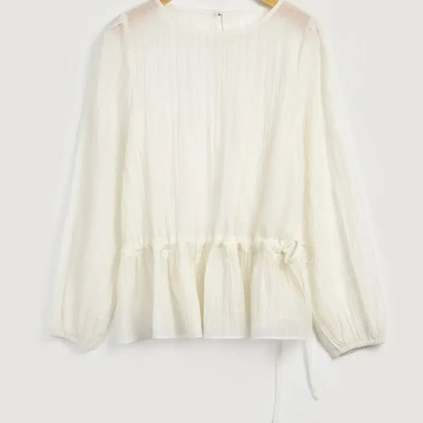 [BUNJANG] Vantiz String Blouse / 벤티즈 스트링 블라우스 긴팔 화이트