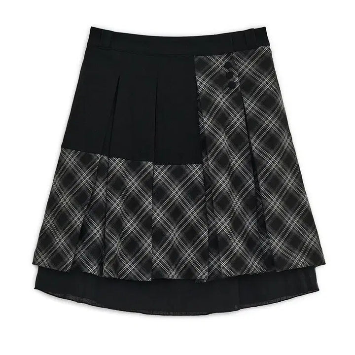 [SOLD OUT] 허그유어스킨 체크 플리츠 미디 스커트 (Black) s