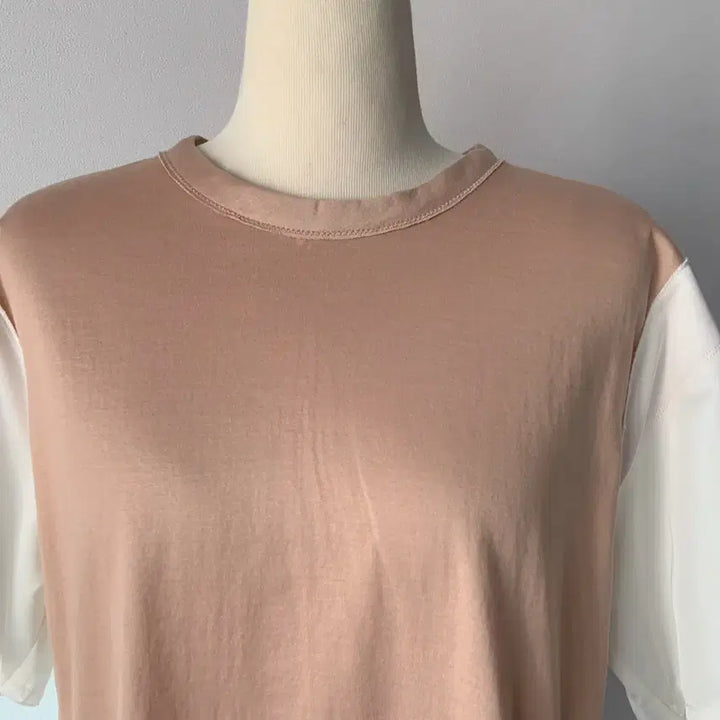 [BUNJANG] Kuho Color Block Short Sleeve T-shirt / 구호 배색 반팔 티셔츠 브라운/화이트
