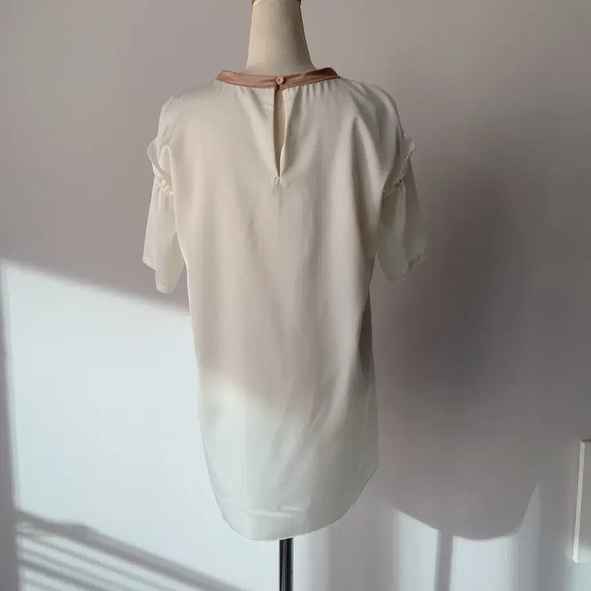 [BUNJANG] Kuho Color Block Short Sleeve T-shirt / 구호 배색 반팔 티셔츠 브라운/화이트