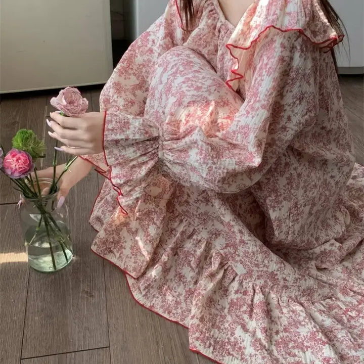 [BUNJANG] Retro Ruffle Flower Dress / 레트로 러플 플라워 원피스