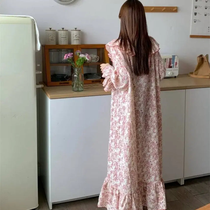 [BUNJANG] Retro Ruffle Flower Dress / 레트로 러플 플라워 원피스