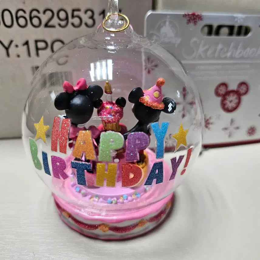 [BUNJANG] Disney Mickey &amp; Minnie Happy Birthday Dome Ornament / 디즈니 미키 &amp; 미니 해피 버스데이 돔 (생일돔) 오너먼트