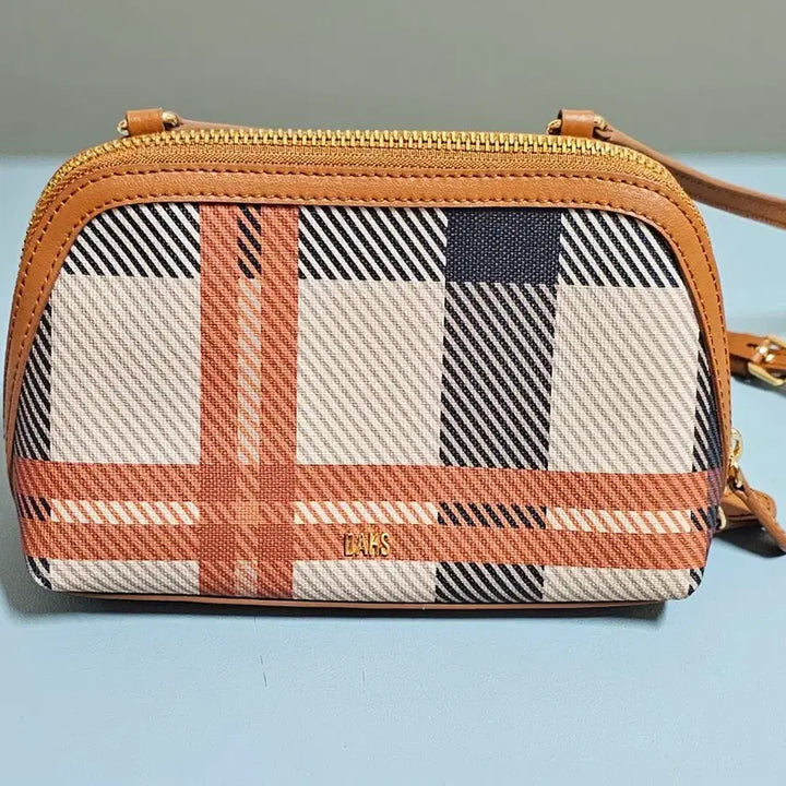 [BUNJANG] Daks Jubilee Check Mini Crossbody Bag / 닥스 브라운 쥬빌리체크 패턴 포인트 미니크로스백