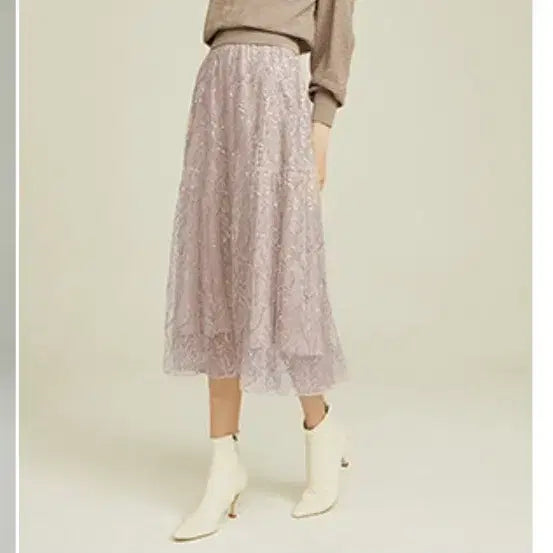 [BUNJANG] OBZEE Sequin Beaded Pink Long Skirt / OBZEE 시퀸 비딩 핑크 스커트 55사이즈
