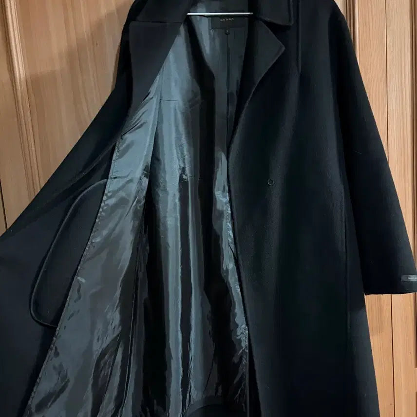 [BUNJANG] On&On Black Handmade Long Coat / 온앤온 얇은 블랙 핸드메이드 롱코트 on&on
