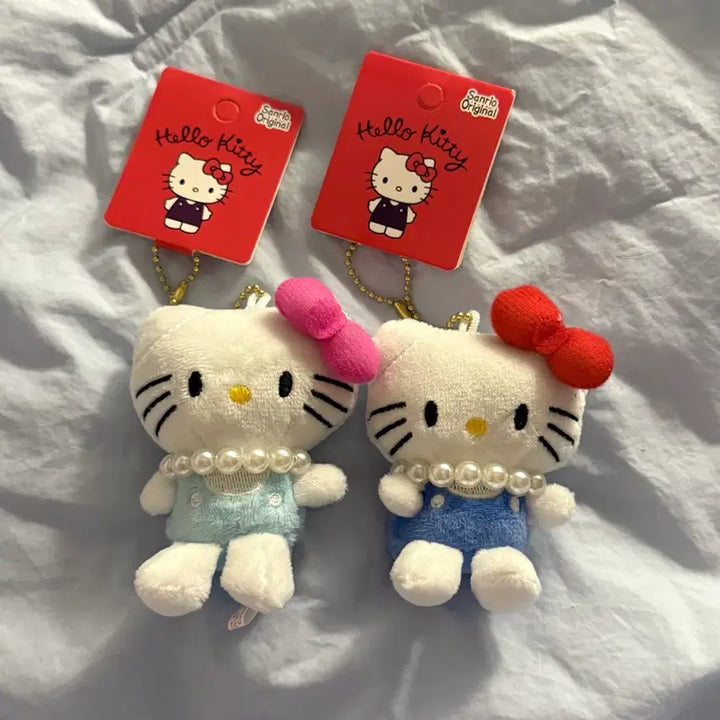 [BUNJANG] Hello Kitty Pearl Necklace Keyring Doll Set / (새상품) 헬로키티 진주목걸이 키링 인형 세트