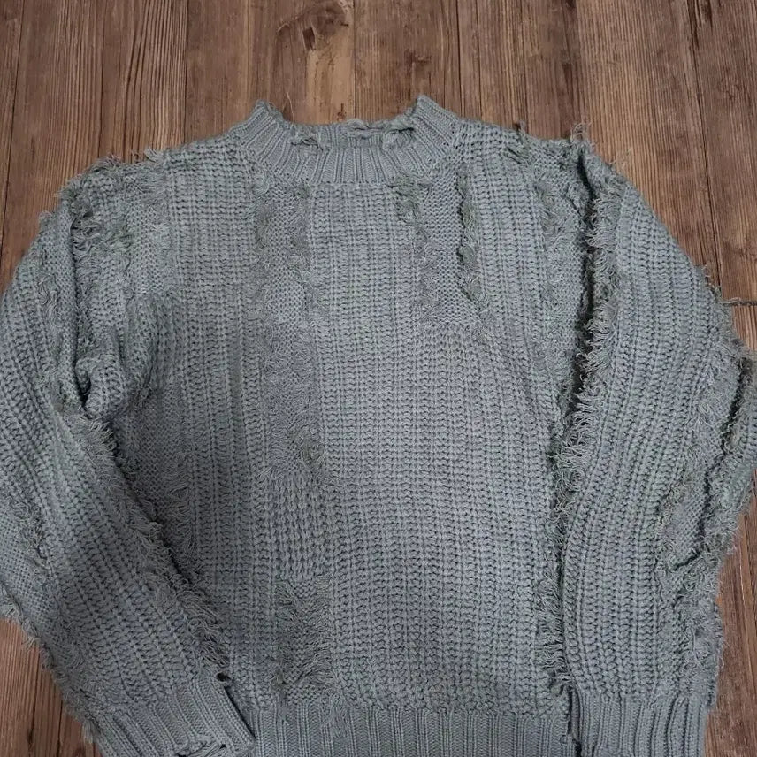 [BUNJANG] Vintage Gray Damaged Knit Pullover / 빈티지 데미지 니트 풀오버 그레이