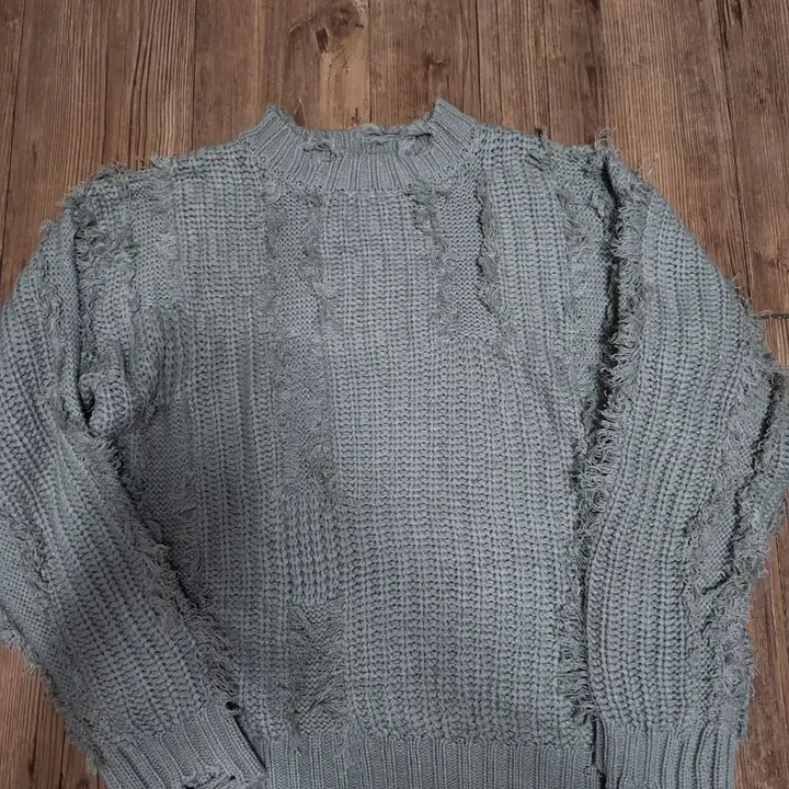 [BUNJANG] Vintage Gray Damaged Knit Pullover / 빈티지 데미지 니트 풀오버 그레이