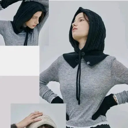 [BUNJANG] Deep Cozy Button Balaclava (Light Beige) / 딥 코지 단추 바라클라바 '연베이지' (새상품)