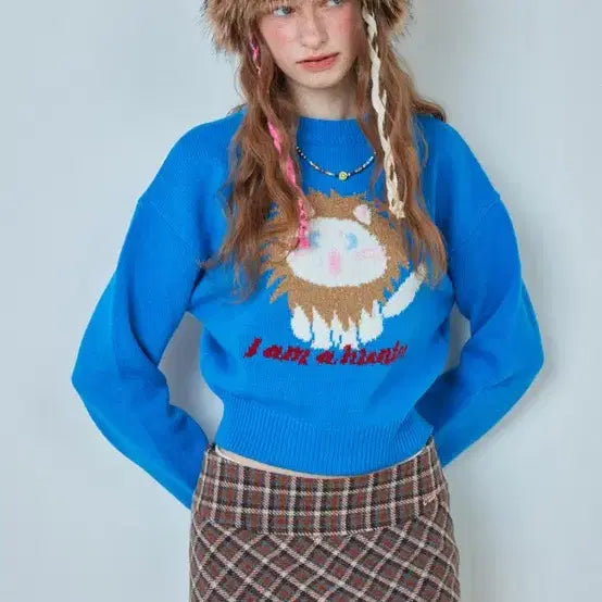 [BUNJANG] CRANK Kitty Wool Crop Knit Top / CRANK 크랭크 키티 울 크롭 니트 블루