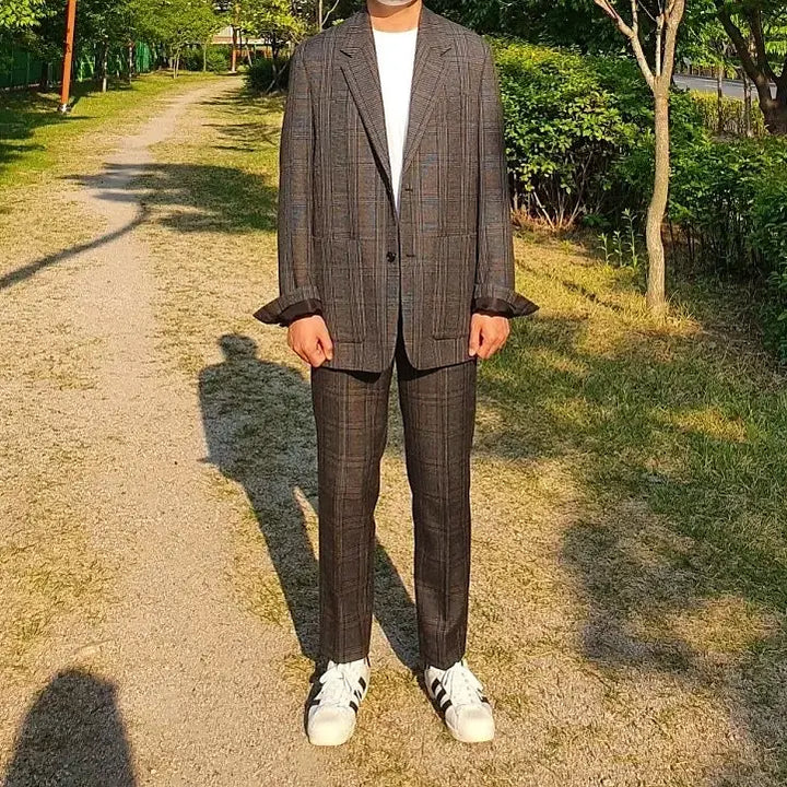 [BUNJANG] Solid Homme Checkered Blazer and Slacks Set / 솔리드옴므 체크 셋업(블레이저, 슬랙스)