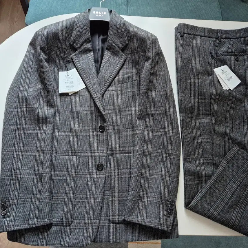 [BUNJANG] Solid Homme Checkered Blazer and Slacks Set / 솔리드옴므 체크 셋업(블레이저 48, 슬랙스 46)