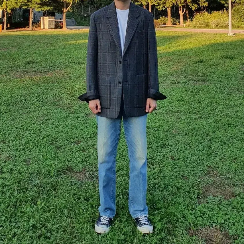 [BUNJANG] Solid Homme Checkered Blazer and Slacks Set / 솔리드옴므 체크 셋업(블레이저, 슬랙스)