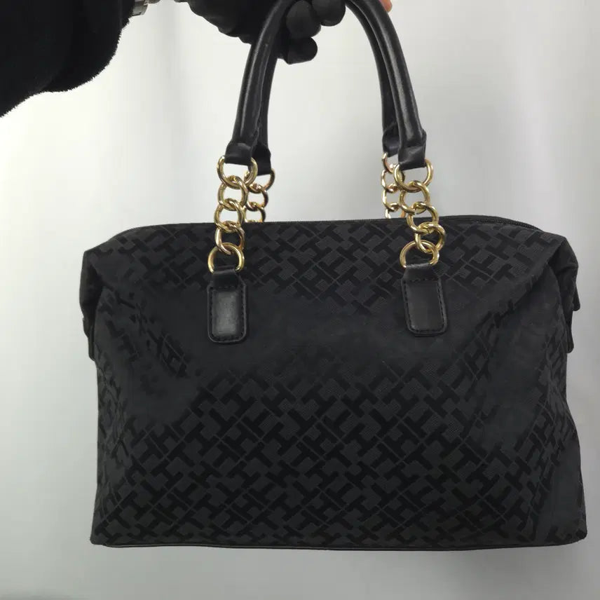 [BUNJANG] Tommy Hilfiger Monogram Tote Bag Black / 타미힐피거 모노그램 토트백 블랙