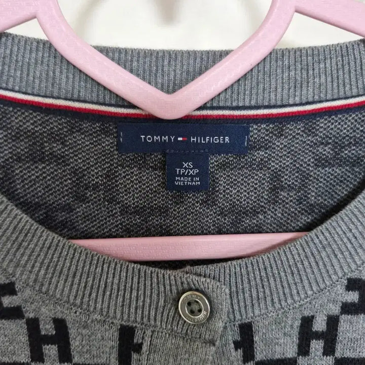 [BUNJANG] Tommy Hilfiger Gray Pattern Cardigan / 타미힐피거 그레이 패턴 라운드넥 가디건