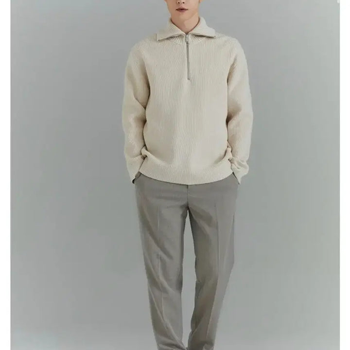[BUNJANG] Spao Half-Zip Sweater Black Large / 스파오 반집업 스웨터 블랙 라지