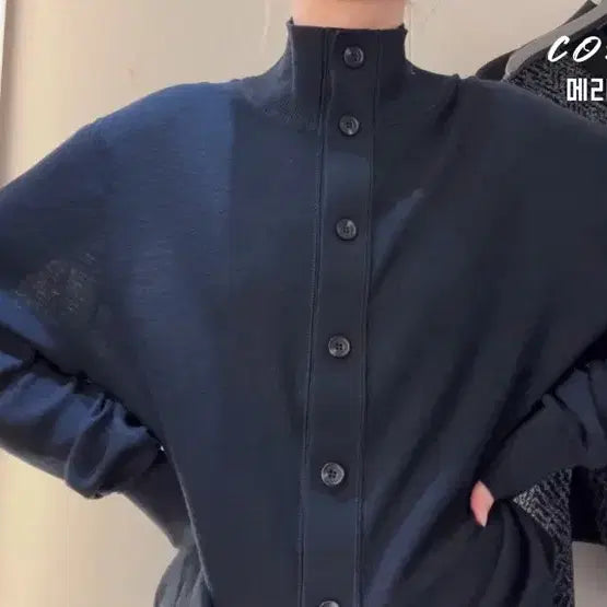 [BUNJANG] COS Funnel Neck Cardigan Navy / [M] COS 코스 퍼널넥 가디건 네이비