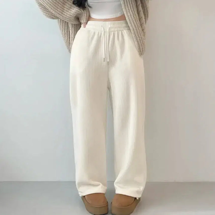 [BUNJANG] Wide Leg Fleece Jogger Pants / 골덴 기모 스트링 와이드 조거팬츠